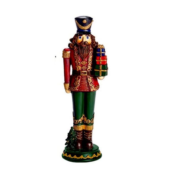 Handsome Red Resin Nutcrackers with presents Christmas Dec New - Picture 1 of 4